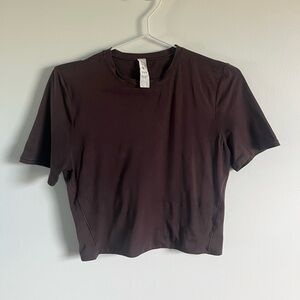 lululemon Wundermost Ultra-Soft Nulu Crewneck Cropped T-Shirt in Espresso